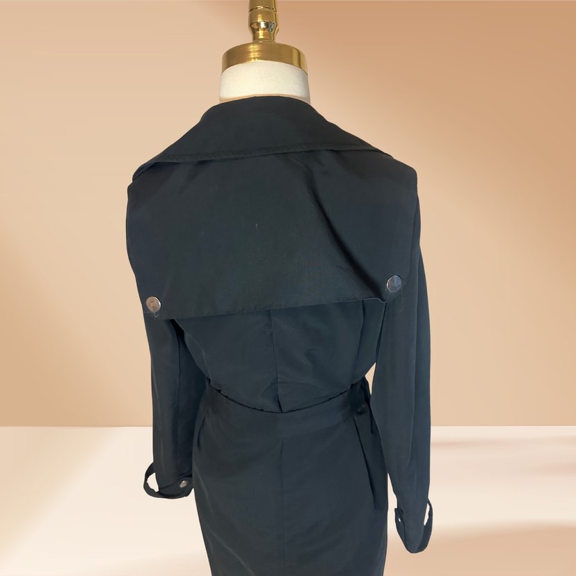 Siyah Kuşaklı Uzun Kadın Trençkot - Görsel 3