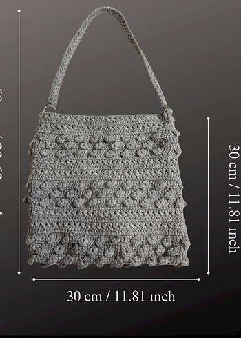 El Örgüsü Gri Omuz Çantası  Sıfır - Görsel 8