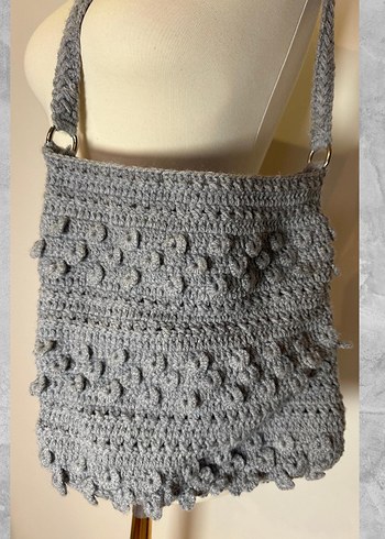 El Örgüsü Gri Omuz Çantası  Sıfır - Görsel 3