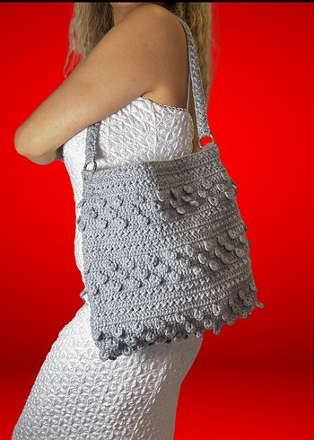 El Örgüsü Gri Omuz Çantası  Sıfır - Görsel 5