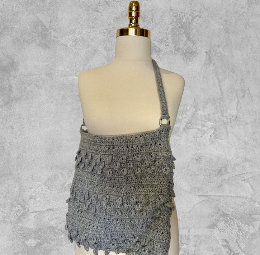 El Örgüsü Gri Omuz Çantası  Sıfır - Görsel 2