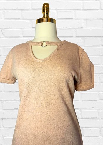 Lafaba 40 Beden Pudra Mini Elbise  Halkalı Yaka Detay - Görsel 2