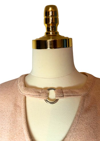 Lafaba 40 Beden Pudra Mini Elbise  Halkalı Yaka Detay - Görsel 4