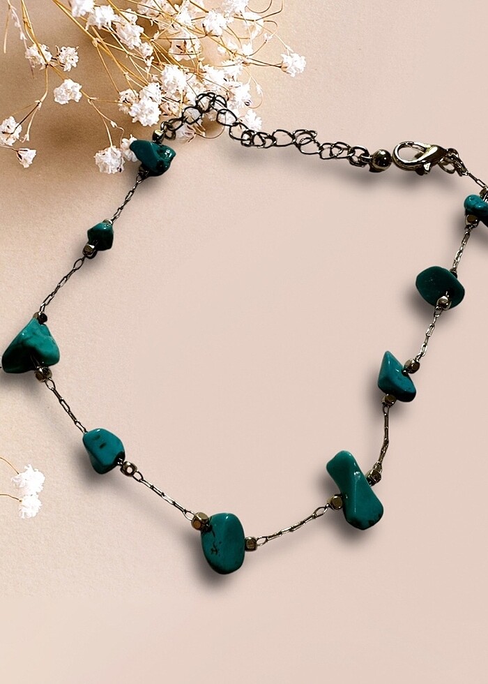 MAVİ TAŞLI GOLD HALHAL - Görsel 2