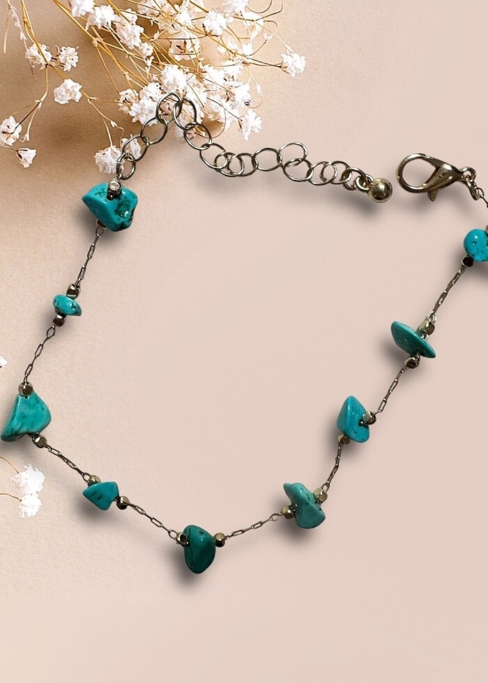 MAVİ TAŞLI GOLD HALHAL - Görsel 3