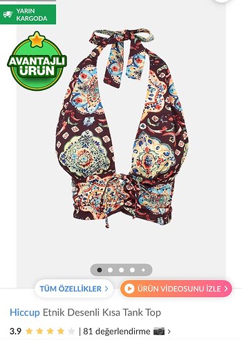 xxl Beden Hiccup Etnik Desenli Kısa Askılı Bustiyer