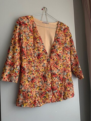 Renkli blazer renkli tunik önü düğmeli ceket turuncu bleazer cek