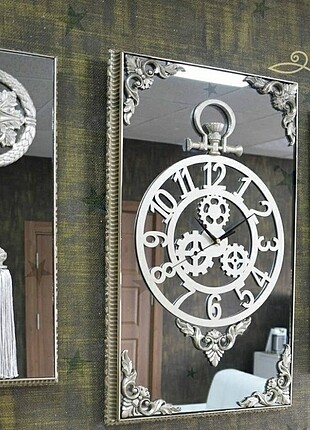 Gümüş Özel tasarım Aynalı Saat