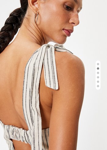 Çizgili Askılı Mini Tulum - Görsel 2