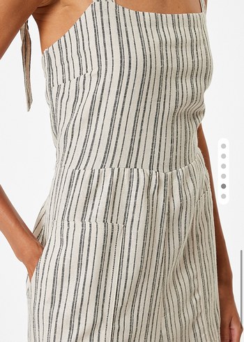 Çizgili Askılı Mini Tulum - Görsel 4