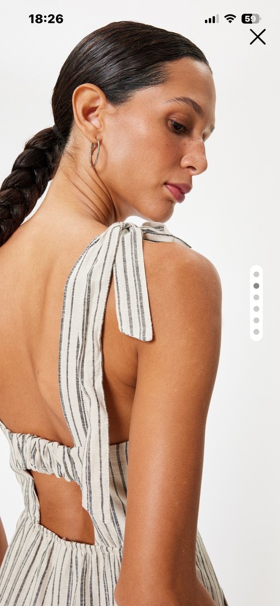 Çizgili Askılı Mini Tulum - Görsel 2