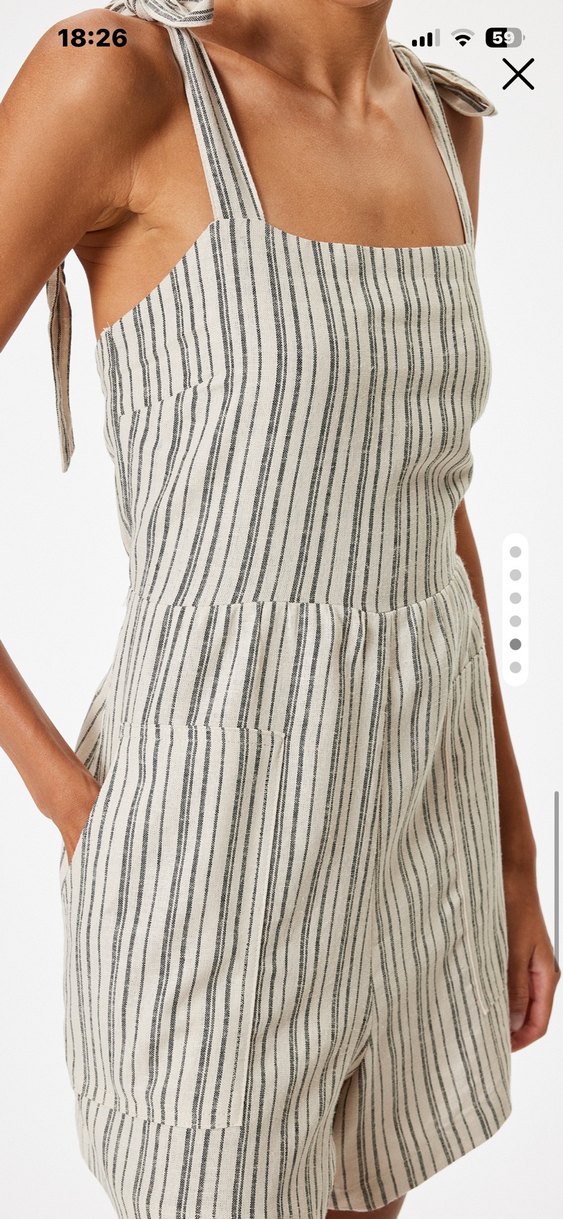 Çizgili Askılı Mini Tulum - Görsel 4