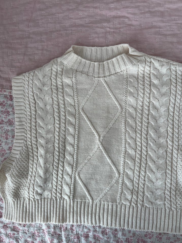 Beyaz Örgü Bohem Süveter - Görsel 4