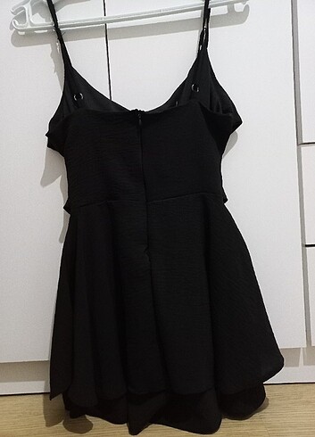s Beden Siyah askılı şort elbise