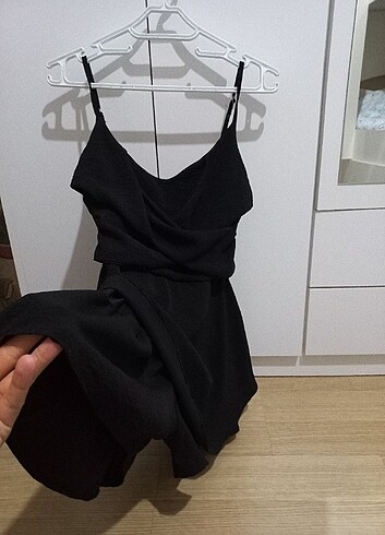 s Beden siyah Renk Siyah askılı şort elbise