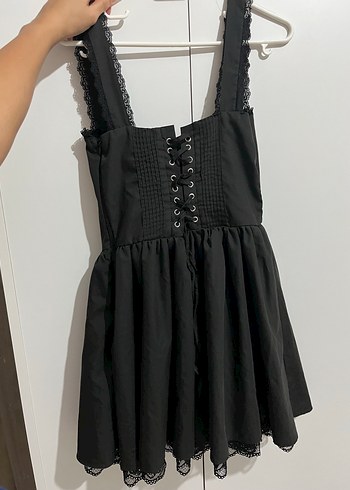 s Beden Siyah Gotik Midi Elbise