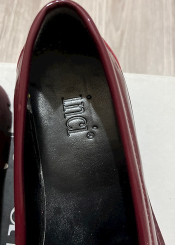 37 Beden Bordo Zincir Detaylı Kadın Platform Loafer İnci