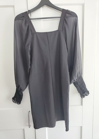 siyah Uzun Kollu Midi Elbise - Görsel 2