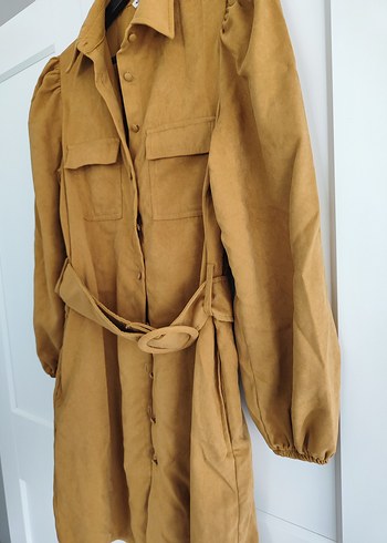 Kahverengi Süet Kuşaklı elbise - Görsel 3