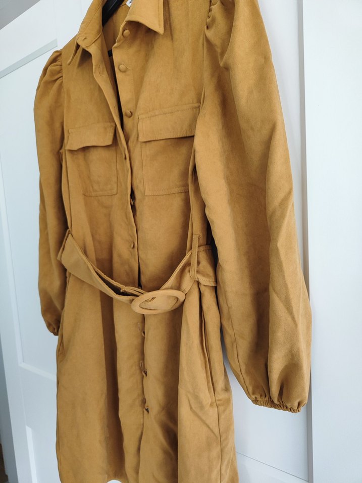 Kahverengi Süet Kuşaklı elbise - Görsel 3