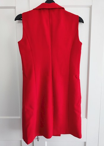 Kırmızı Düğmeli Kadın Midi elbise - Görsel 2