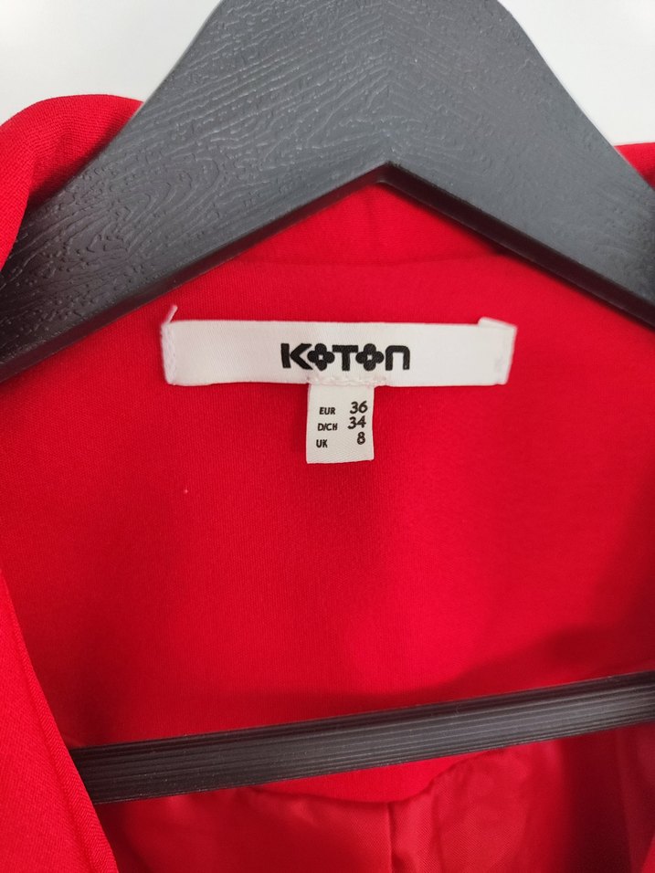 Kırmızı Düğmeli Kadın Midi elbise - Görsel 3