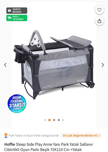 Hoffie Sleep Side Play Gri Park Yatak 70x110 cm