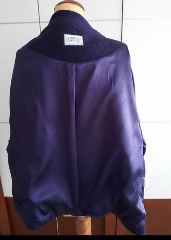 Düğmeli Mor Midi Yün Kabanı - Görsel 5