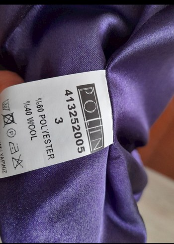 Düğmeli Mor Midi Yün Kabanı - Görsel 7