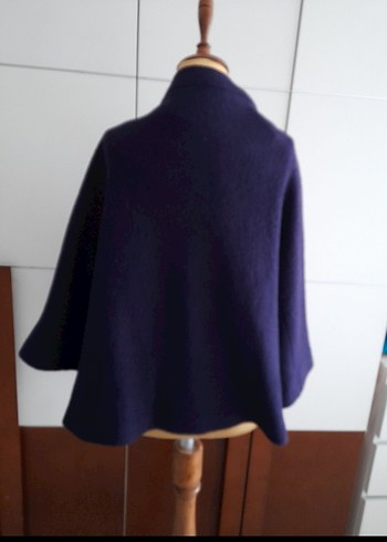 Düğmeli Mor Midi Yün Kabanı - Görsel 3