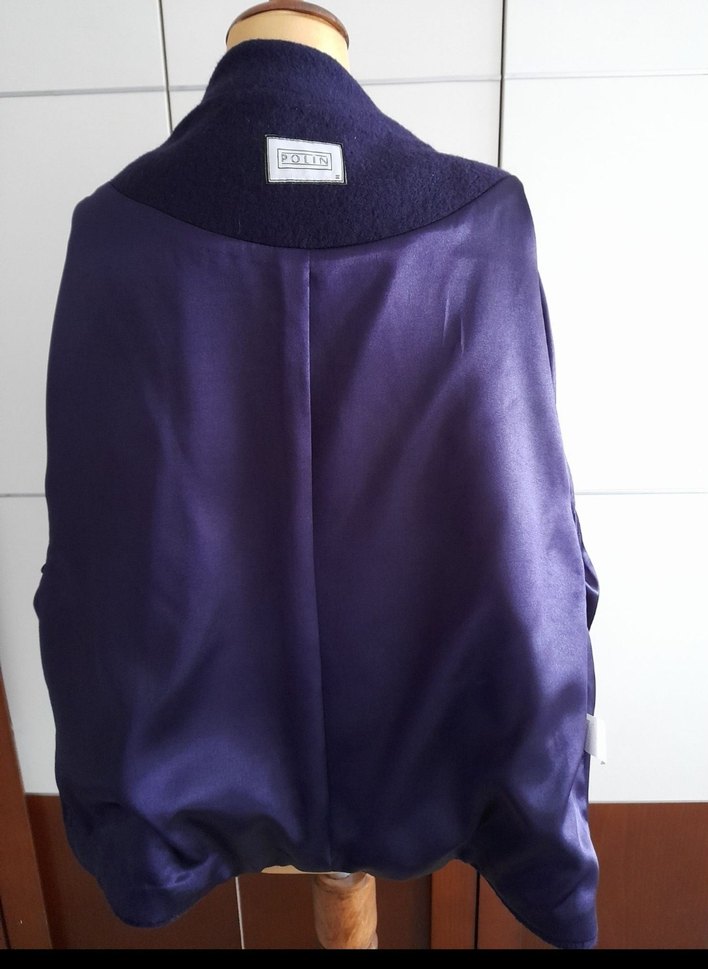 Düğmeli Mor Midi Yün  Kabanı - Görsel 5