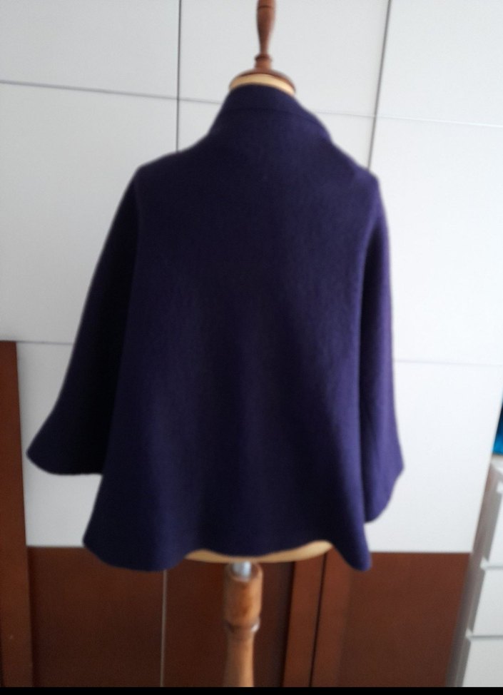 Düğmeli Mor Midi Yün  Kabanı - Görsel 3