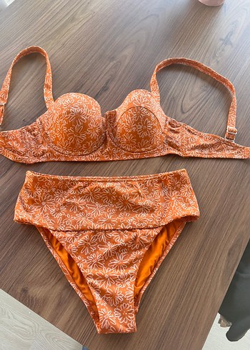 Turuncu Desenli Bohem Bikini Takımı