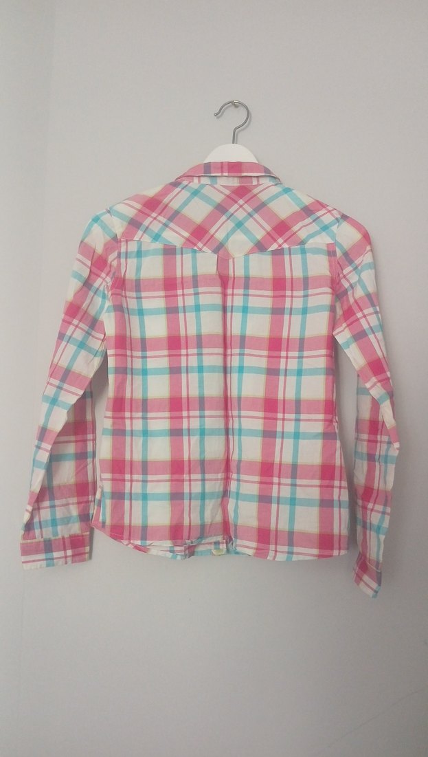 Kız Çocuk Pembe Kareli Düğmeli Gömlek - Görsel 3