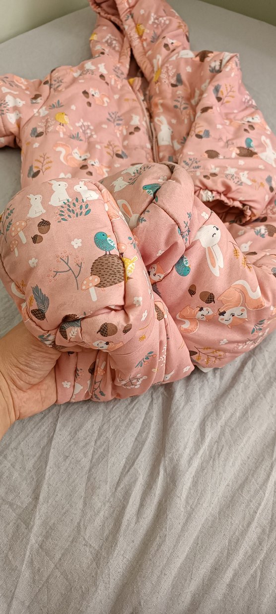 Kız Bebek Pembe Desenli Kürklü Tulumu - Görsel 2