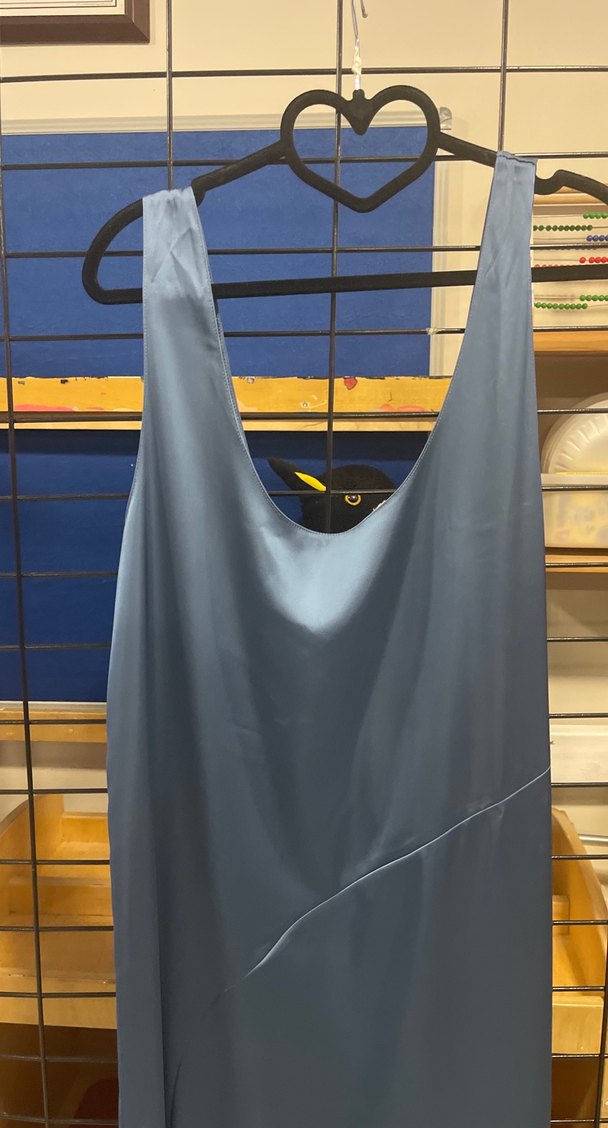 Zara Kadın Mavi Uzun Saten Elbise - Görsel 2