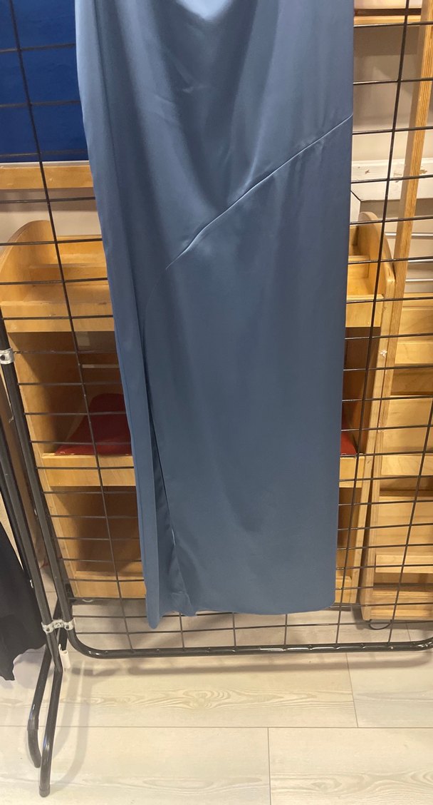 Zara Kadın Mavi Uzun Saten Elbise - Görsel 3