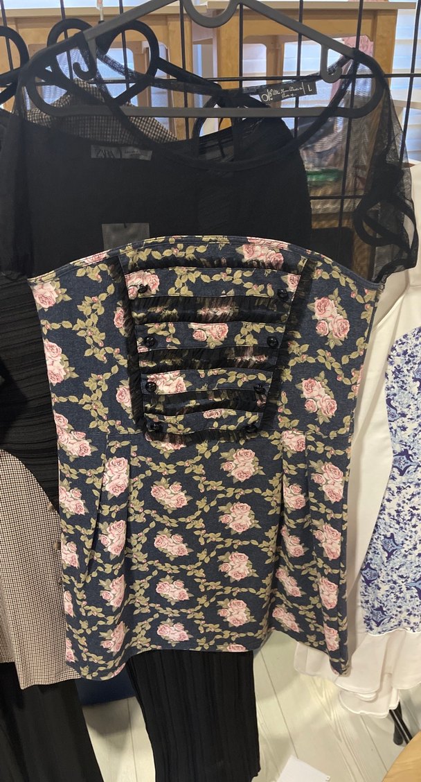 Çiçek Desenli Uzun Straplez Düğmeli Kadın Yelek - Görsel 3