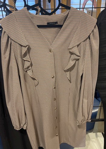 Düğmeli V Yaka Uzun Kollu Kadın Gömlek - Görsel 4