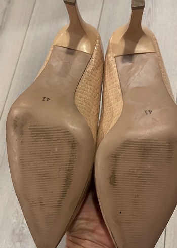 Bej Yılan Desenli Stiletto Kadın Ayakkabı - Görsel 3