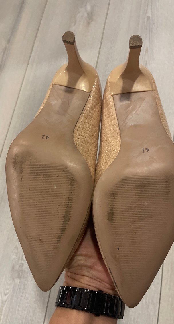 Bej Yılan Desenli Stiletto Kadın Ayakkabı - Görsel 3