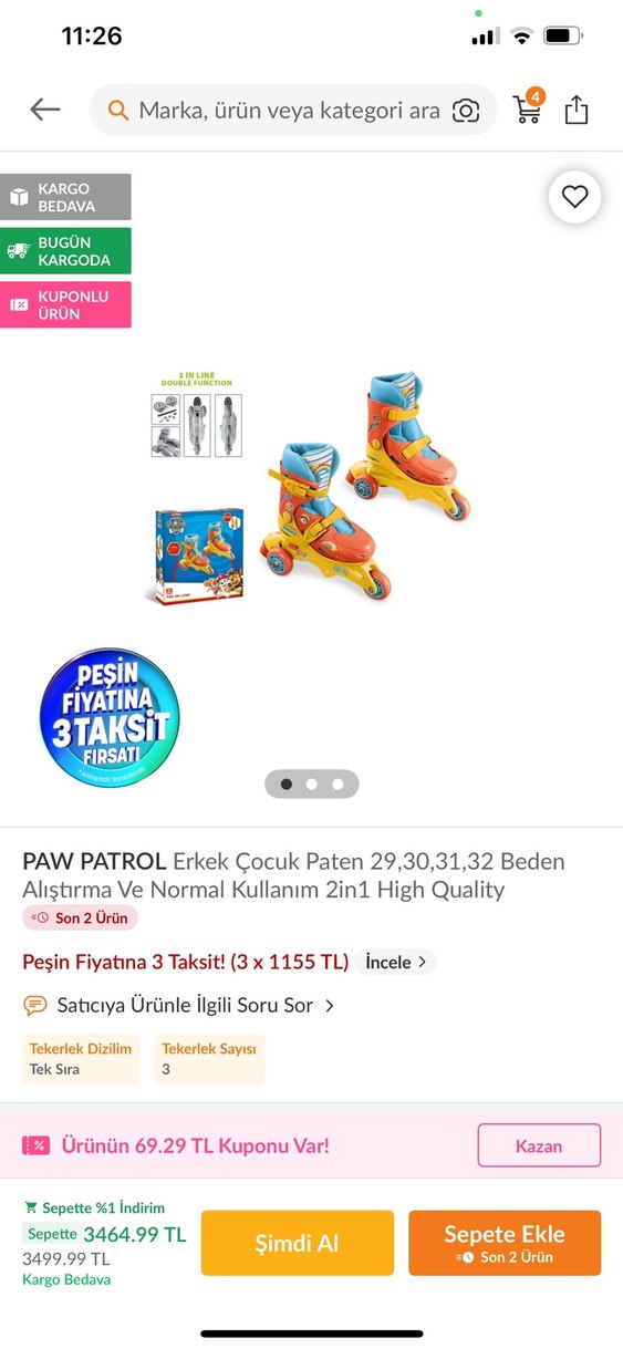 Renkli Erkek Kaykay Patenleri Tokalı - Görsel 2