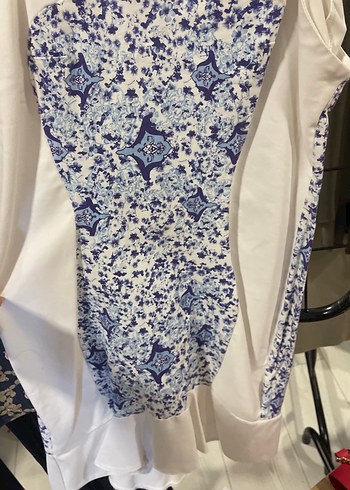 Beyaz Desenli Uzun Hamile Tunik - Görsel 3