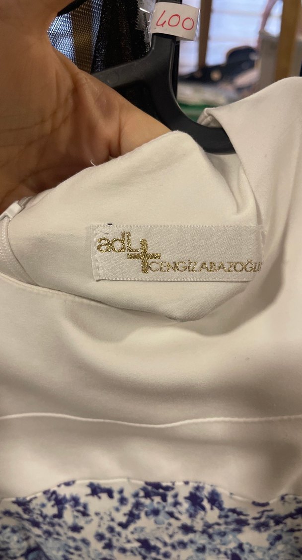 Beyaz Desenli Uzun Hamile Tunik - Görsel 2