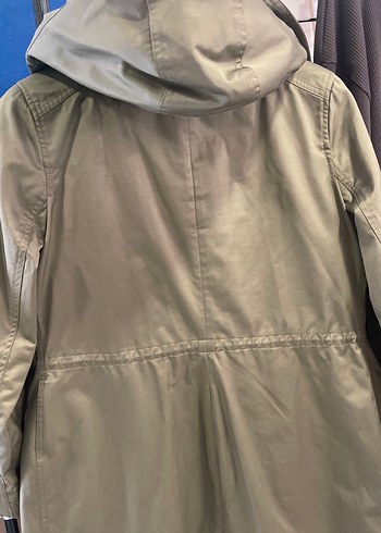 Kadın Haki Düğmeli Midi Ceket - Görsel 4