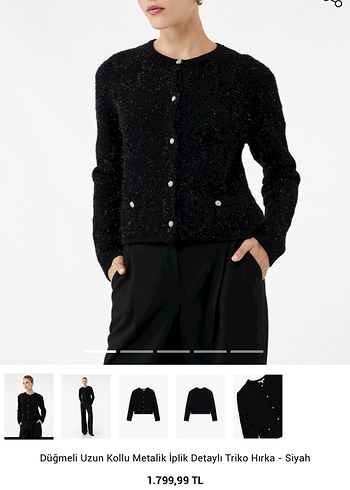 Siyah Triko Kadın Hırka Uzun Kollu - Görsel 5