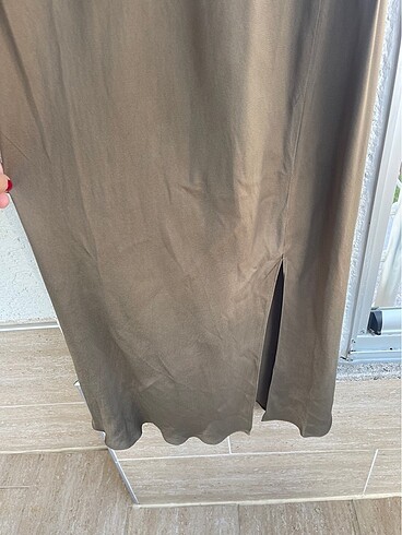 xl Beden haki Renk Zara saten elbise