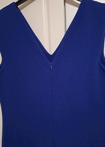 V Yaka Kolsuz Lacivert Kadın Elbise normal kalıp - Görsel 3