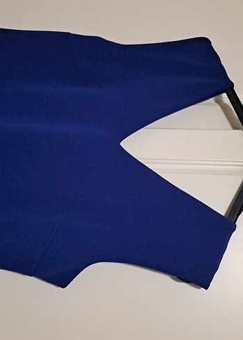 V Yaka Kolsuz Lacivert Kadın Elbise normal kalıp - Görsel 2