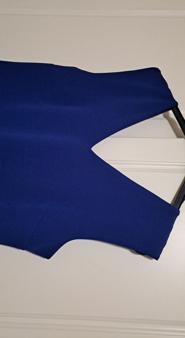 V Yaka Kolsuz Lacivert Kadın Elbise normal kalıp - Görsel 2